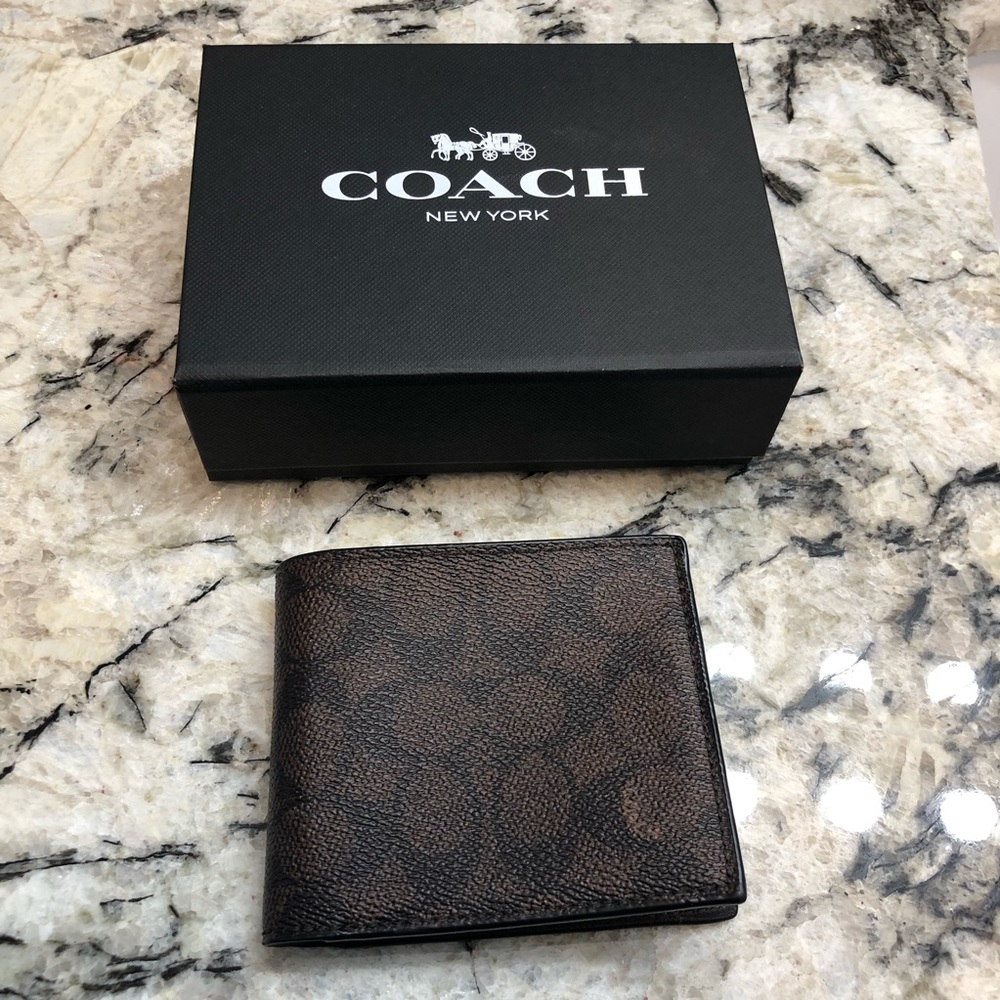 NEW! COACH Men’s Wallet in Signature Canvas